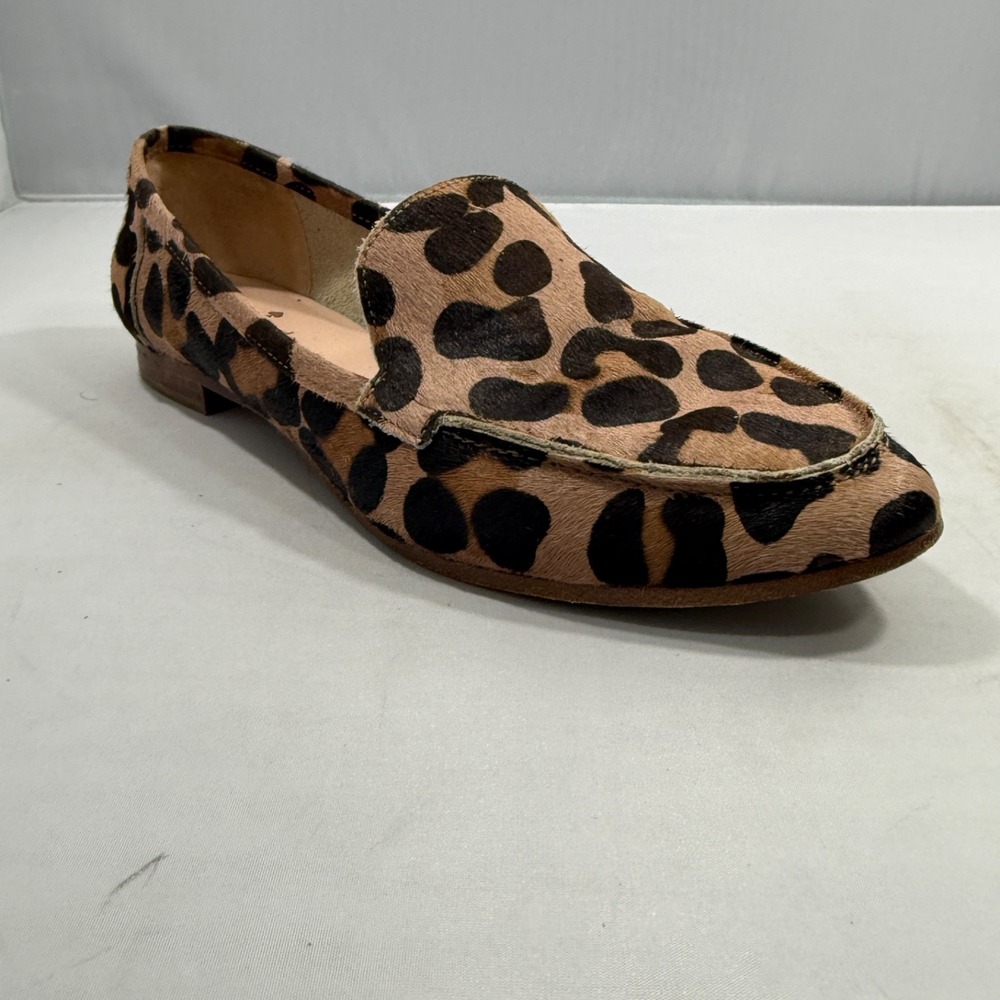 Kate Spade Womens Carima Flats 8M Beige Leopard Haircalf Loafer Preppy